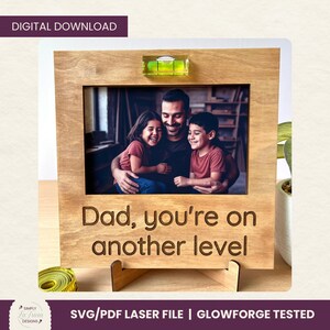 dad photo frame svg, Father&#39;s Day Gift Idea, laser cut picture frame for men, Glowforge and xTool ready, 4x6 photo frame for laser cutting