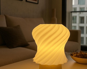 Modern Spiral LED Table Lamp – Warm Glow Night Light, Minimalist Home Decor, Unique Gift for Bedroom & Living Room