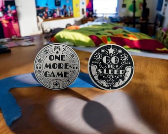 Moneda de decisión del jugador: Una partida más vs. irse a dormir