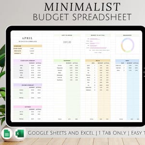 Monthly Budget Spreadsheet | Simple Annual Budget | Personal Finances  | Financial Planner Easy
