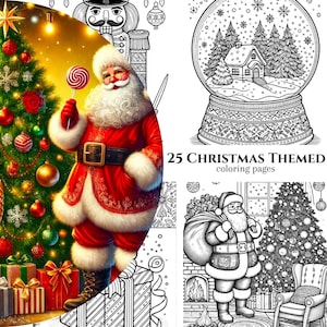 25 Weihnachten Malseiten, Erwachsene und Kinder Malbuch, Weihnachten Malvorlagen, Urlaub Färbung, sofortiger Download, druckbare PDF-Datei
