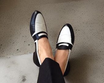 Handmade Leather Penny Loafers, Double Shade Dress Shoes