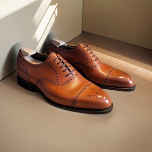 Men&#39;s Customised Handmade Leather oxford cap toe Shoes, Leather sole shoes, formal office, wedding, party dress brown leather casual shoes