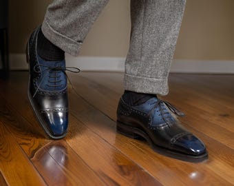 Handmade Italian Leather Oxford Shoes, Custom Dress Shoes