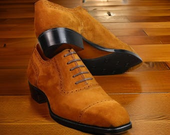 Handcrafted Suede Leather Oxford Shoes, Italian Lace-Up Design