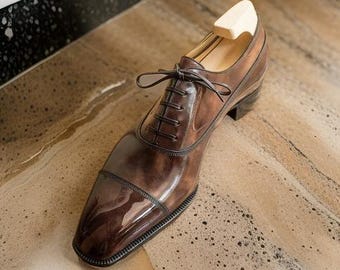 Men's Handmade Leather Oxford Shoes, Formal Dress Shoes, Customizable