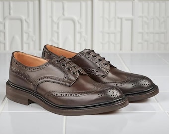 Men’s Brown Leather Derby Wingtip Brogue Shoes Handmade Formal Dress Shoes