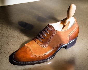 Handmade Leather Cap Toe Derby Shoes, Customizable Goodyear Welted Shoes