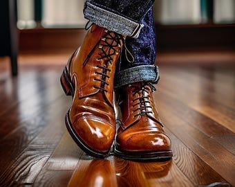 Handmade Leather Lace-Up Boots, Bespoke Dress Shoes