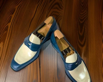 Handmade Leather Loafers, Two-Tone Dress Shoes