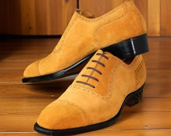 Handcrafted Suede Leather Oxford Shoes, Italian Lace Up Dress Shoes