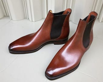 Bespoke Brown Leather Chelsea Boots: Handmade Italian Leather, Goodyear Welted