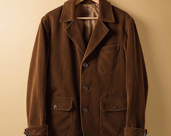 Men’s Brown Suede Overcoat Vintage Blazer Style Jacket Genuine Suede Leather Coat for Men