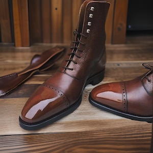Men&#39;s Custom Handmade Leather lace up long Boots, Leather sole shoes, Cowboy, wedding, night club party dress leather ankle high long boots