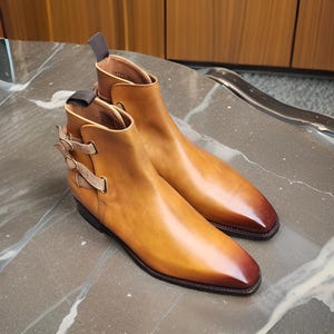 Men&#39;s Personalised Handmade Leather designer Chelsea long Boots, Leather sole shoes, formal office, wedding, party dress ankle high boots