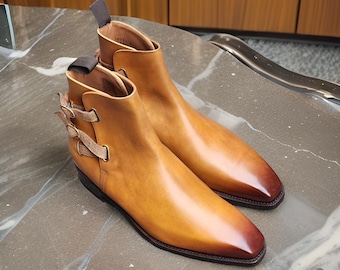 Men's Handmade Leather Chelsea Boots, Designer Ankle Boots, Formal Dress Shoes