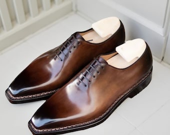 Brown Wholecut Oxford Shoes Handmade Leather Dress Shoes for Men
