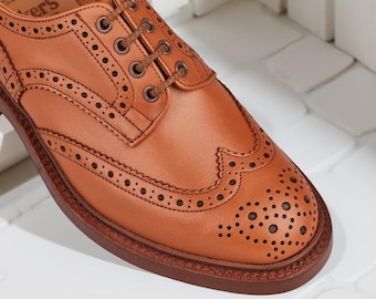 Men’s Brown Leather Derby Wingtip Brogue Shoes Handmade Formal Dress Shoes