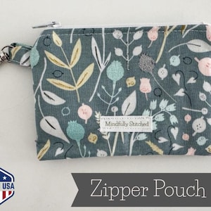 Monedero artesanal de Flower Meadow: 100 % algodón con cremallera