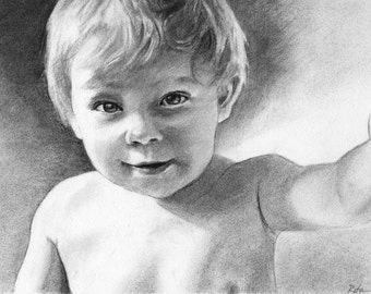 Comission custom portrait from photograph - child, pet, adult portraits in charcoal, pencil, pastels