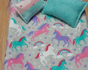 Set Copripiumino Happy Linen Unicorni E Arcobaleni - Double Face - 120x150 Cm + Federa 42x60 Cm - Rosa - 5