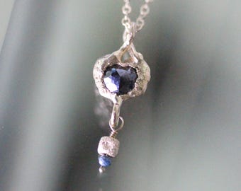 Black Diamond Pendant, Recycled 14K Yellow Gold Necklace, Birthstone, Statement Necklace, Black Diamond - Ship In The Next 9 day