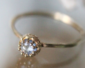 Blue Rose Cut Sapphire 14K yellow Gold Engagement Ring, Gemstone Ring, Stacking Ring, Eco Friendly, Recycled Gold Ring -Custom Made For You
