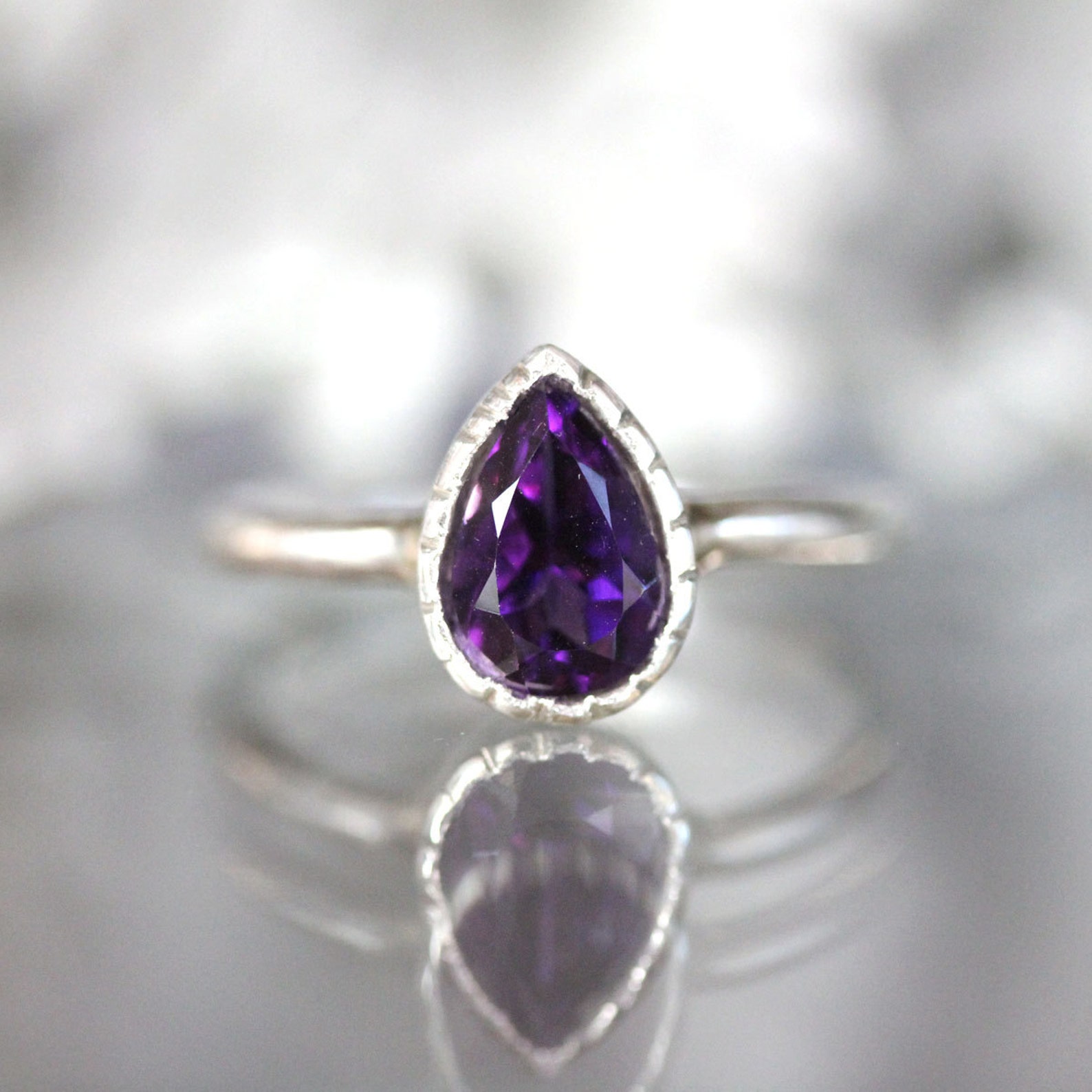 African Deep Purple Amethsy Sterling Silver Ring, Gemstone Ring ...