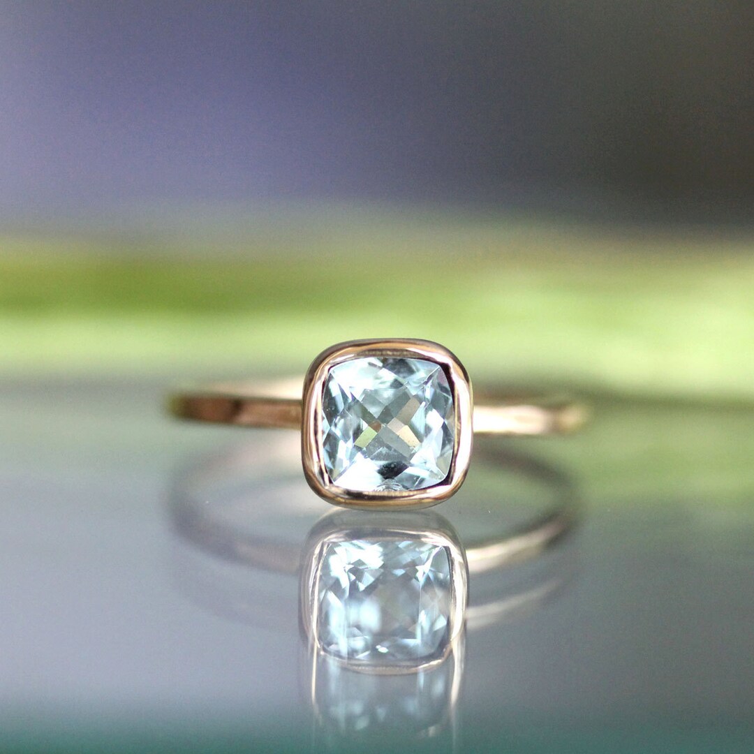 Aquamarine 14K Gold Ring, Engagement Ring, Gemstone Ring, Aquamarine ...