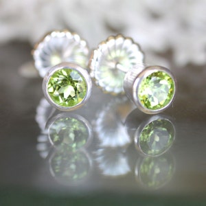 Peridot Sterling Silver Ear Studs, Gemstone, Birthstone, No Nickel / Nickel Free Studs Limited Edition, Recycled Custom Made For You image 2