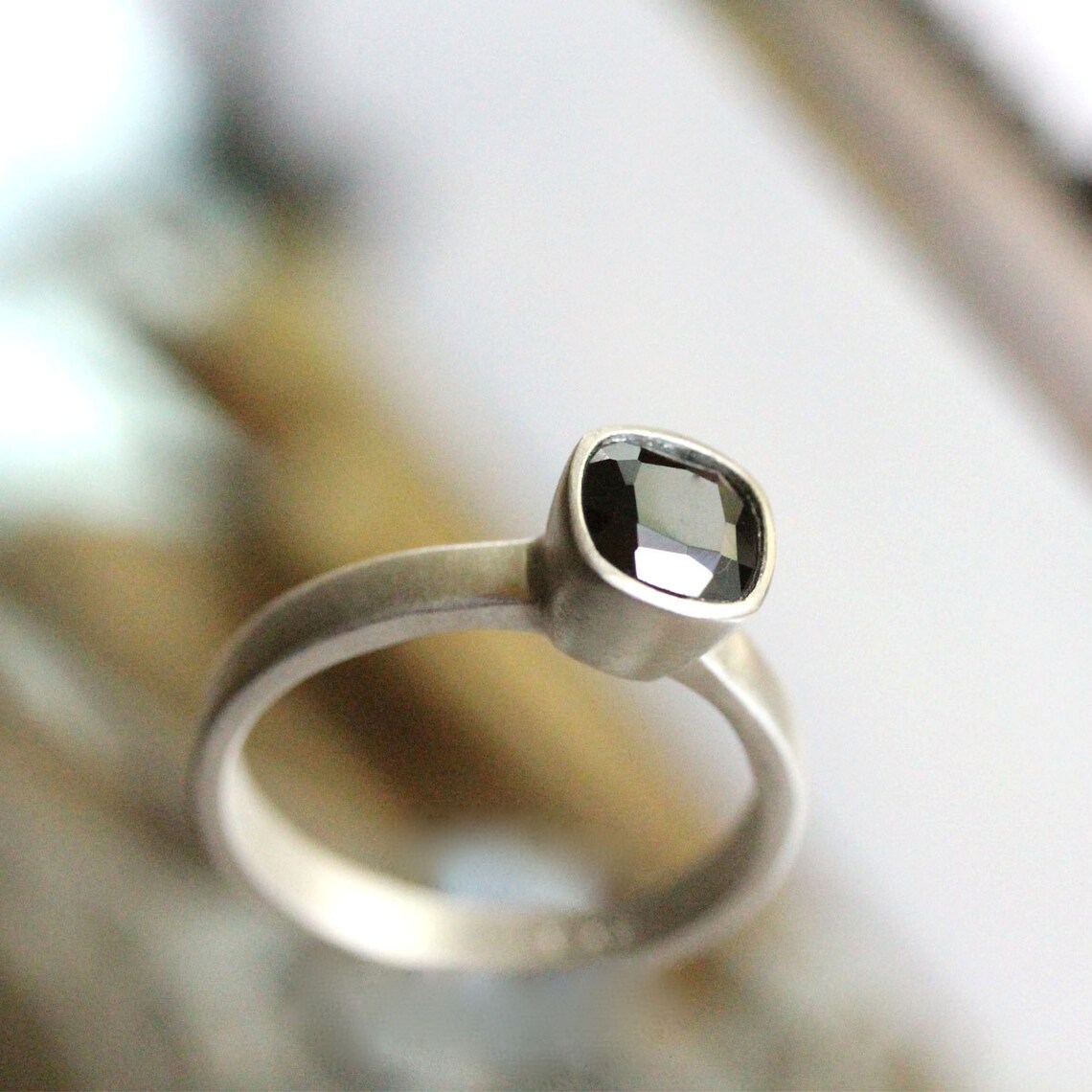 Step Ring Black Spinel Sterling