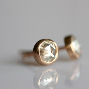 Rose Cut Forever One Moissanite 14K Gold Ear Studs (Limited Edition), Gold Earrings  - Custom Made For You