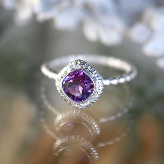 Natural Amethyst Ring w Marcasite, Sterling Silver Ring, Retro Ring, V –  CroatianJewelryCraft