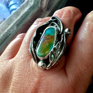 Pilot Mountain Turquoise Sterling Silver Ring, Nevada Turquoise Ring - Ship In The Next 9 days