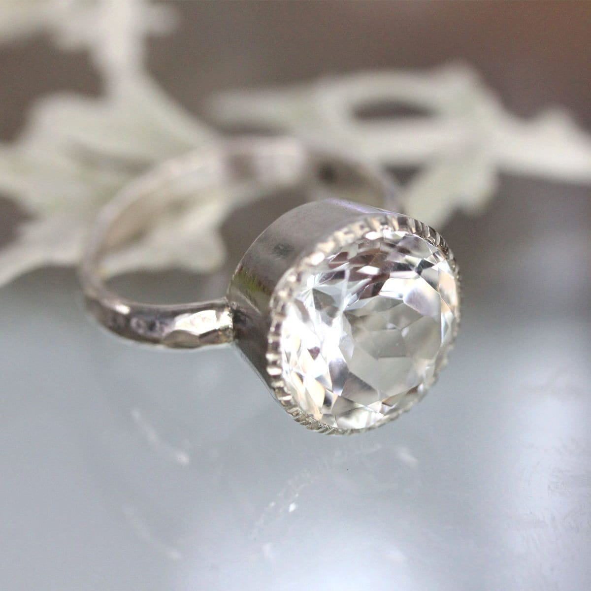 White Topaz Streling Silver Cocktail Ring Gemstone Ring - Etsy