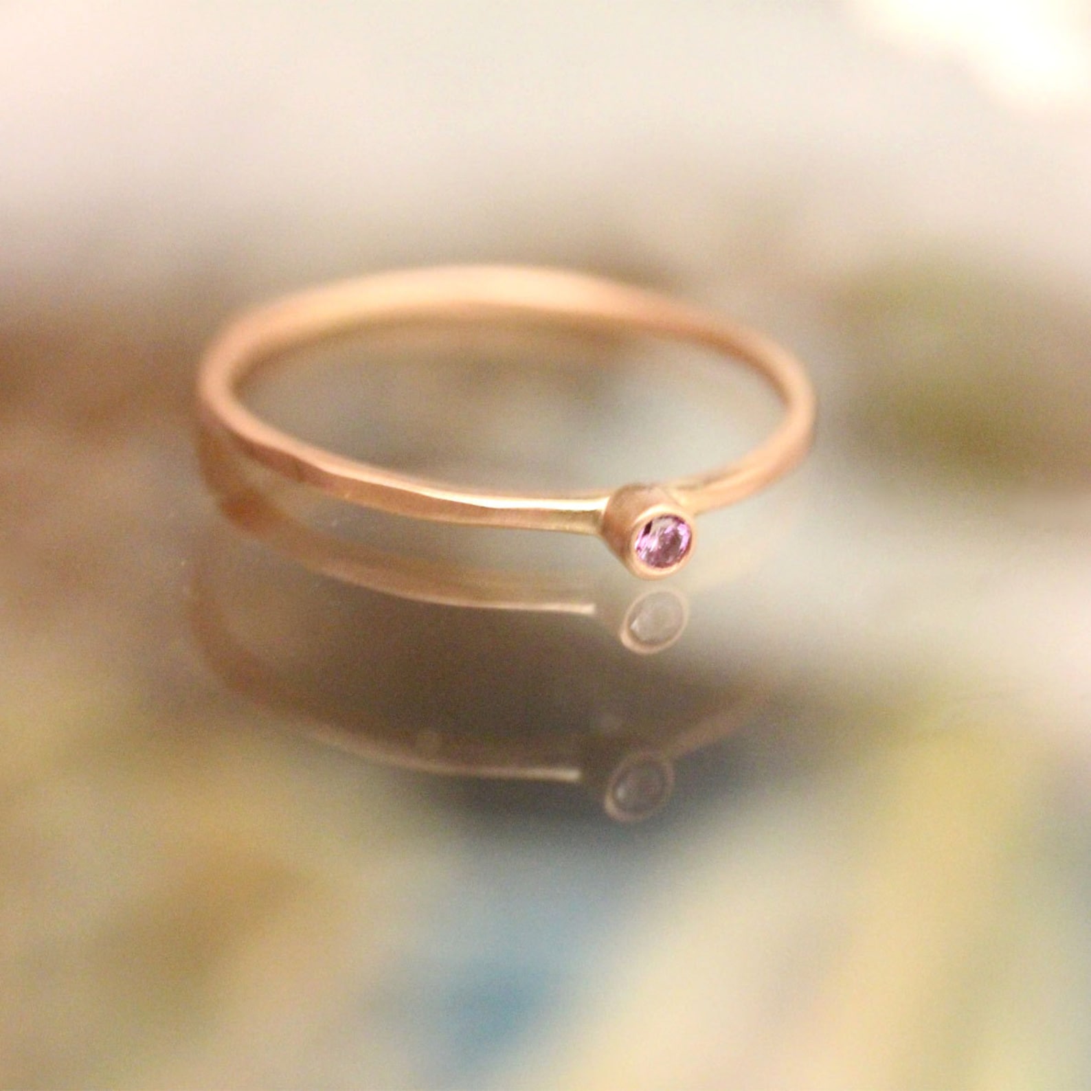 Genuine Pink Diamond 14K Rose Gold Ring Gemstone Ring Etsy