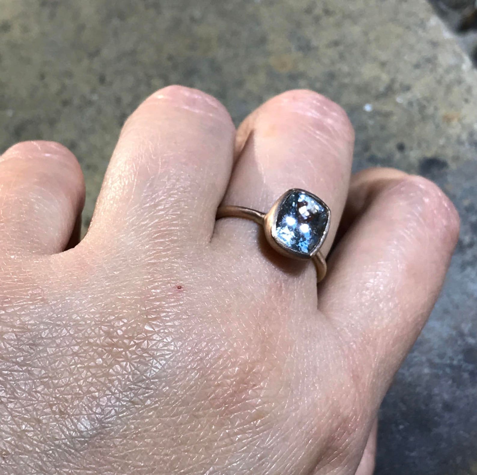 Rose Aquamarine Ring 14K