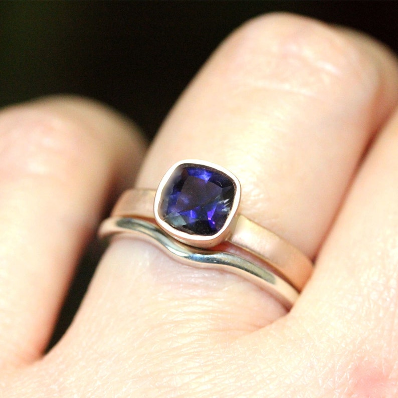 Genuine Iolite 14K Rose Gold Ring, Gemstone Ring, Cushion Shape Ring, Eco Friendly, Engagement Ring, Stacking Ring Custom Made For You image 2