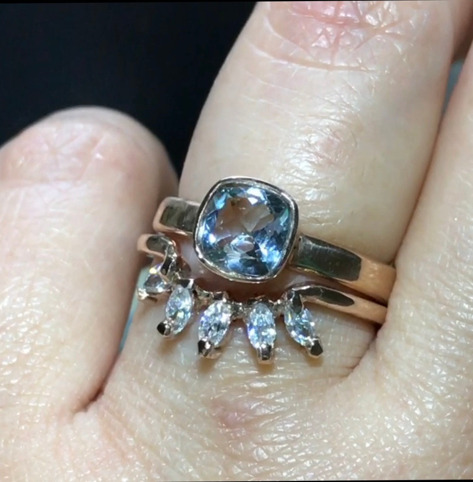 Genuine Aquamarine 14K Yellow Gold Ring Gemstone Ring - Etsy