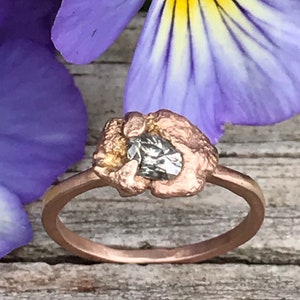 Champagne Diamond 14K Rose Gold Ring, Eco Friendly Ring, Stacking Ring, Engagement Ring, Anniversary Ring -Ship In The Next 9 Days