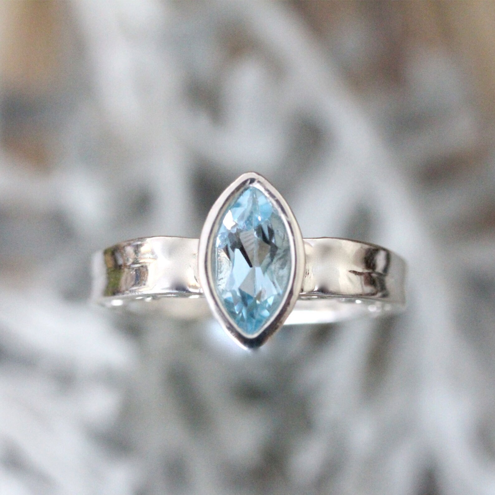 Sky Blue Topaz Sterling Silver Ring Gemstone Ring Marquise - Etsy