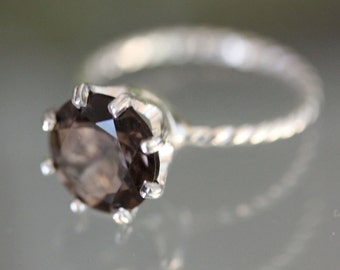 Brown Princess - Smoky Quartz Sterling Silver Ring, Gemstone Ring, Stacking Ring, Argentium Silver Ring, Eco Friendly - Custom Made For You