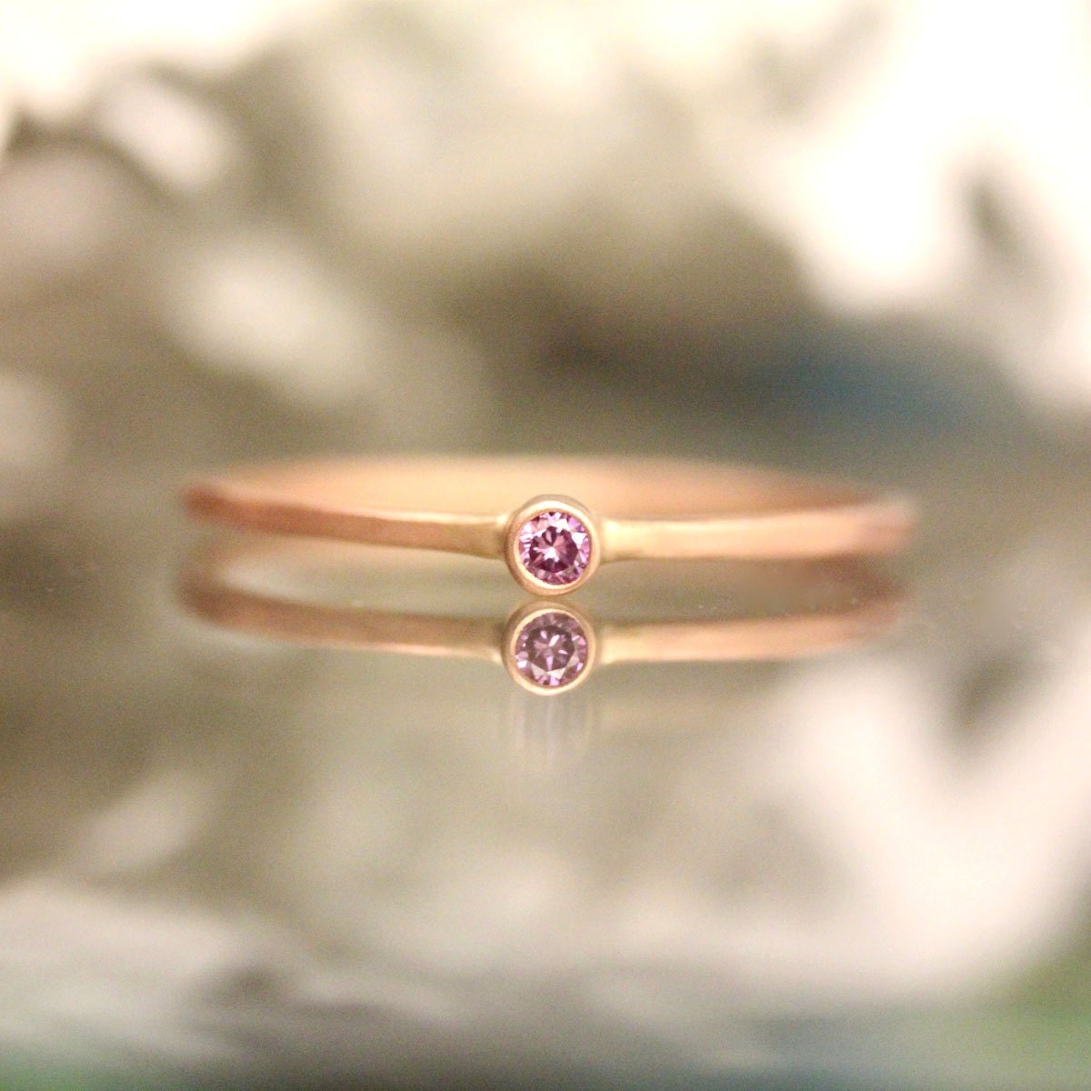 Genuine Pink Diamond 14K Rose Gold Ring Gemstone Ring Etsy