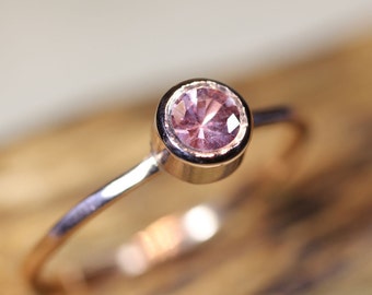 Pink Sapphire 14K Rose Gold Ring, Gemstone Ring, Stacking Ring, Recycled Gold Ring - Custom Made For You