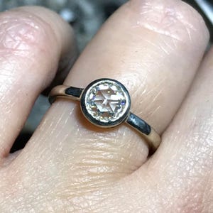 Rose Cut Forever One Moissanite 14K Palladium White Gold Engageme Ring, Stacking Ring, Recycled Gold Ring - Custom Made For You