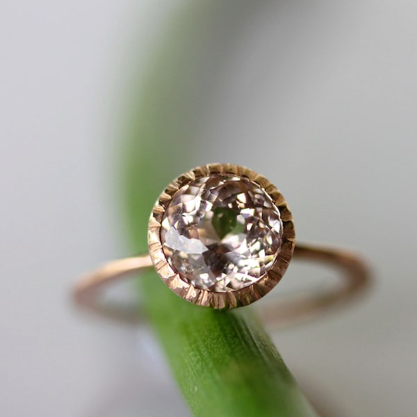 Custom Order for I - Morganite 14K Gold Engagement RIng, Gemstone Ring, Stacking RIng, Milgrain Details  - Made To Order