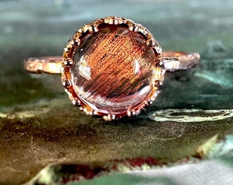 Oregon Sunstone 14K Rose Gold Ring, Engagement Ring, Anniversary Ring, Eco Friendly - Made To Order