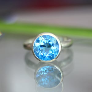 Swiss Blue Topaz Sterling Silver Ring, Gemstone Ring, In Nickel Free / No Nickel, Recycled Argentium Sterling Ring Custom Made For You image 1