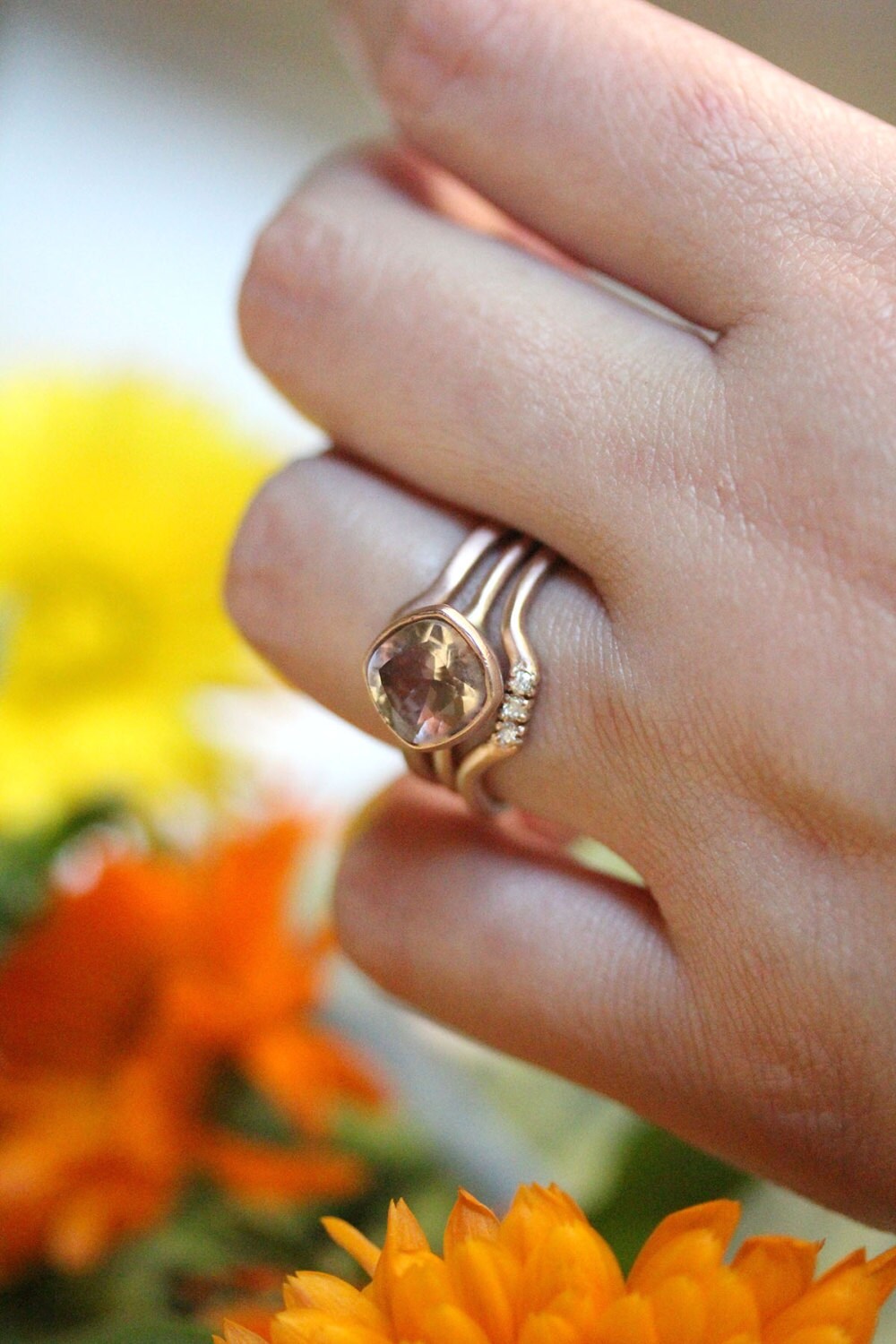 Genuine Morganite 14K Gold Ring Gemstone RIng Cushion Shape | Etsy