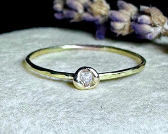 White Gray Diamond In 14K Gold RIng, Nugget Ring, Stacking Ring, Eco Friendly, Engagement Ring - Made To Order